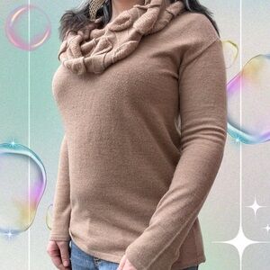 vtg y2k design365 boho indie textured cowl neck knit sweater, sz sm, can fit md